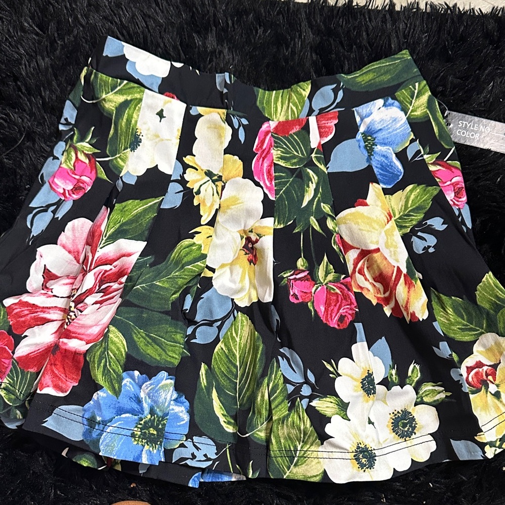 Angel Black Floral A-Line Skirt